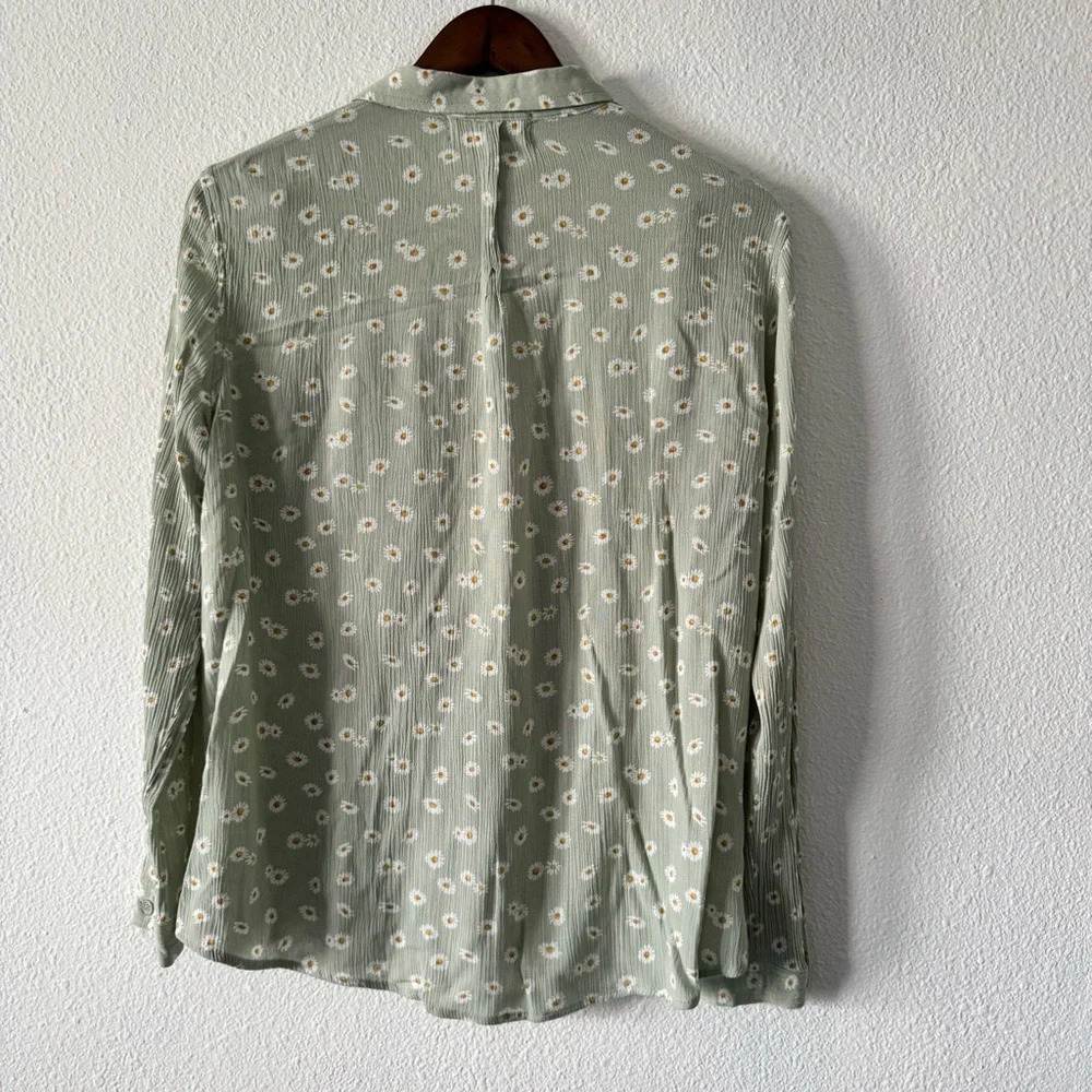 Daisy Floral Mint Gauzy Roll Tab Lightweight Small Hippie Rose Size Small - Picture 13 of 14